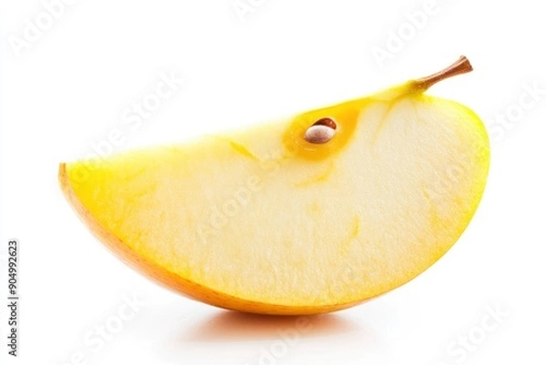 Fototapeta half yellow Apple, fruit slice isolated on white background, full depth of field , ai