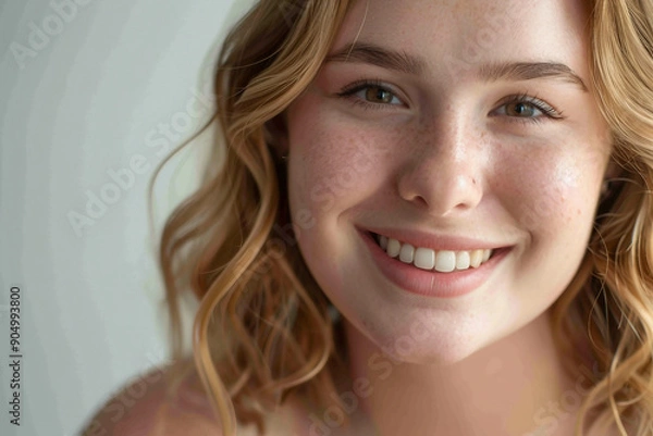 Fototapeta AI generated photo of beautiful plump happy girl