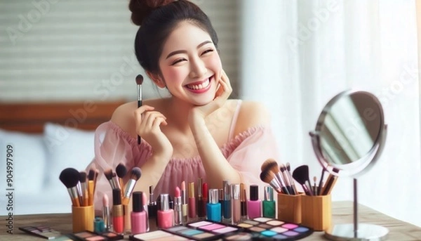 Obraz woman doing make-up