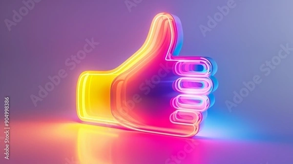 Fototapeta glowing thumb up sign with vibrant RGB colors
