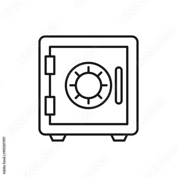 Obraz Bank safe box icon. Outline symbol closed safe. Vault pictogram. Vector illustration.