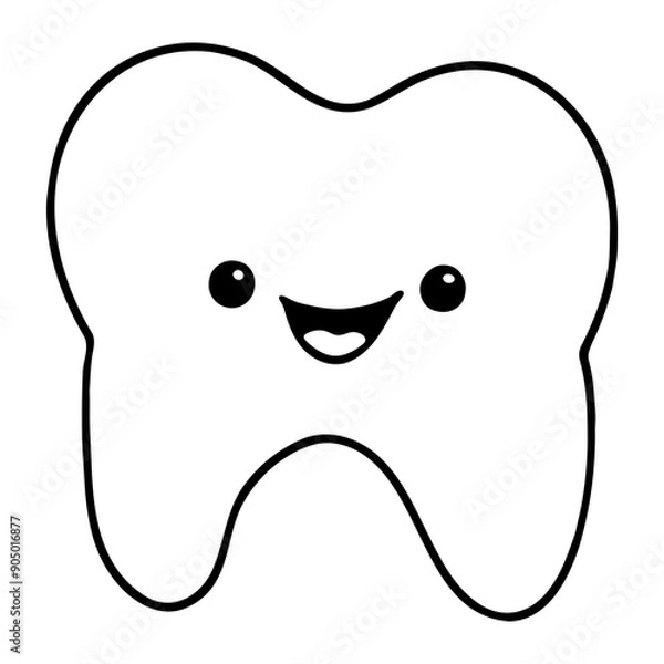 Obraz A cute cartoon tooth with a smiling face
