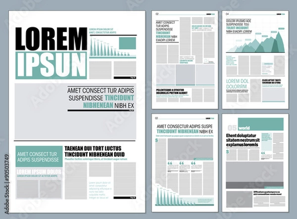 Fototapeta Green graphical design newspaper template
