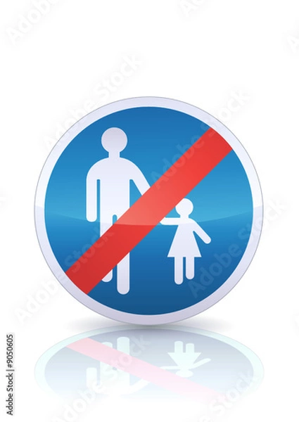 Fototapeta Fin de chemin obligatoire pour piétons (reflet métal)