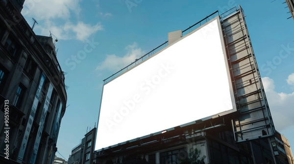 Fototapeta billboard and copy space on white screen