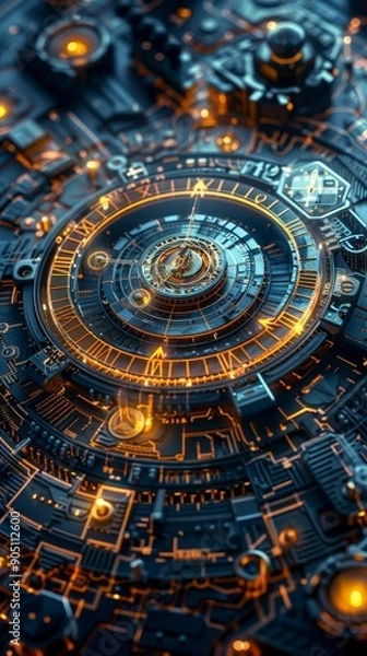 Obraz Futuristic Clockwork Mechanism.