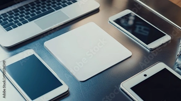 Fototapeta Tech Savvy Workspace Mousepad Mockup | Mousepad Mockup | Realistic