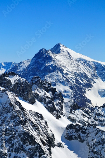 Fototapeta Titlis mountain in Switzerland covered with snow throughout the year 