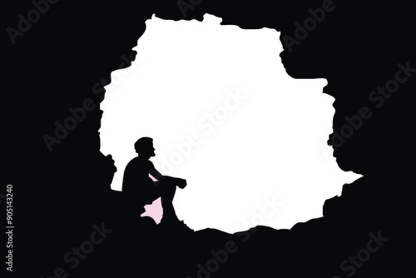 Obraz Man sitting in big caves