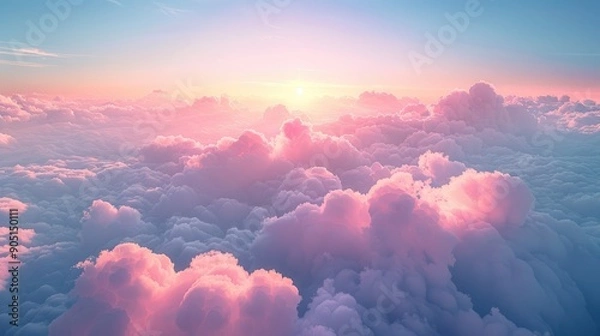 Fototapeta Pastel Clouds at Sunset: Aerial View of Ethereal Beauty