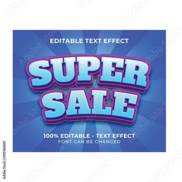 Obraz Editable text effect super sale 3D text effect with blue background