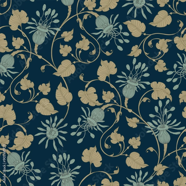 Fototapeta Seamless stylized flowers. Modern pattern.
