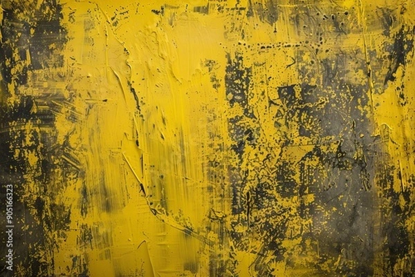 Fototapeta Abstract background wallpaper, yellow grunge background texture with space for text or design. Painting of old vintage painted metal wall, canvas.