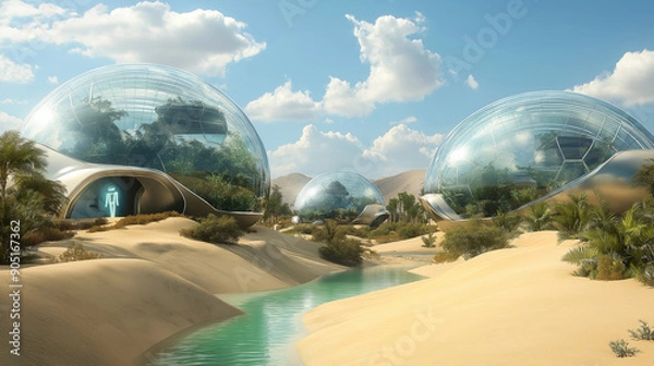 Fototapeta "Oasis of Tomorrow: A High-Tech Haven in the Desert"