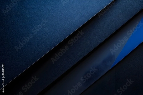Fototapeta Black background with a blue gradient, diagonal layout, high contrast, minimalist style, high resolution, minimalist composition, high saturation, and simple lines. The light shines on the dark surfac
