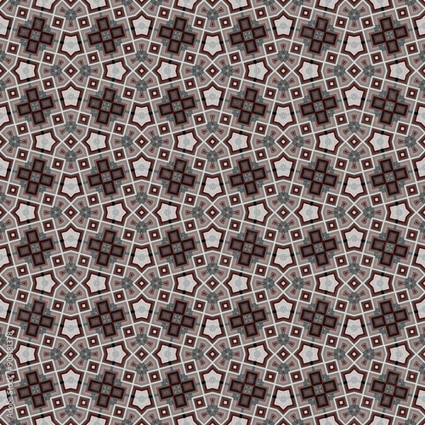 Fototapeta Decorative dark geometric artwork with seamless repeating pattern 