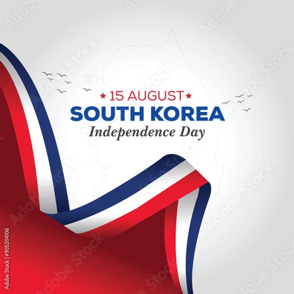Obraz 15 August celebration template or banner design with Korean national flags for South Korea independence day
