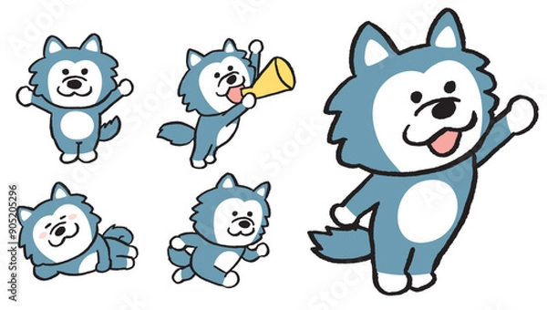 Fototapeta 二頭身でかわいい狼のキャラ素材