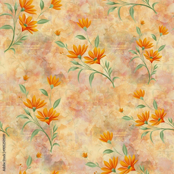 Obraz Generated imageflower and Colorfull Flowers background watercolor Textile Design - illustration