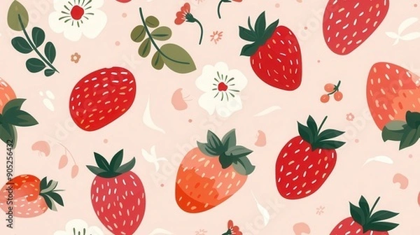 Fototapeta Seamless repetitive pattern background of strawberry fruit
