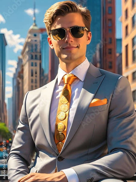 Fototapeta Businessman in a suit AI generated Image