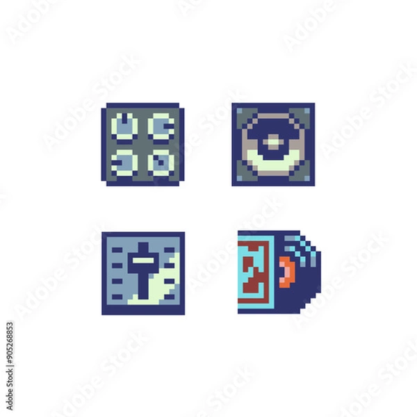 Fototapeta uploadPixel art style, audio movies CD DVD. Web site design. 8-bit. Video game sprite. Isolated abstract vector illustration. Music record, compact disc retro icon. 