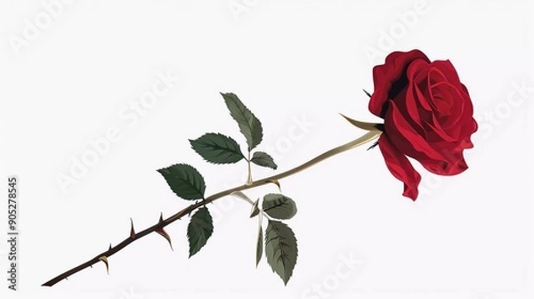 Obraz Single red rose vector illustration isolated on white background very nice
