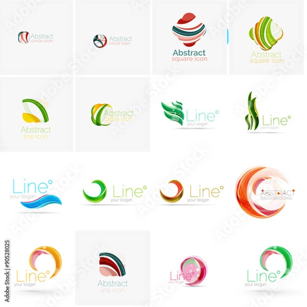 Fototapeta Set of abstract wavy elements. Circles, swirls and waves with