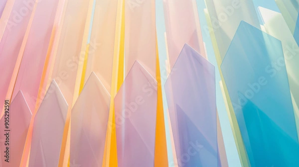 Fototapeta Elegant pastel-colored glass prisms create a harmonious and serene visual abstract.