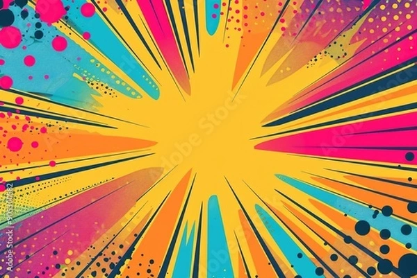 Fototapeta Blank colorful comic abstract background template. Ai generative