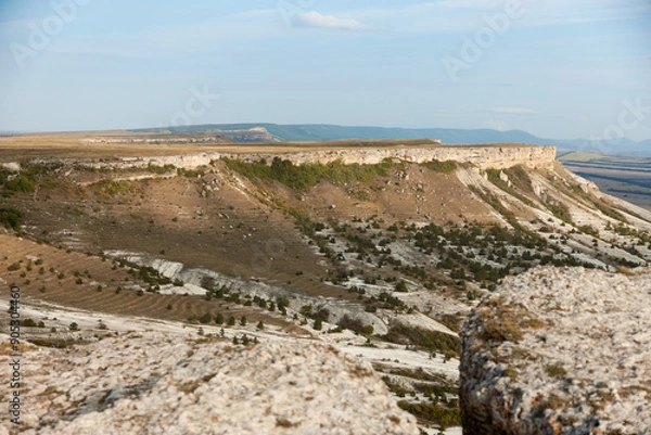 Obraz Clear blue sky with few clouds in middle, perfect background for travel, art, and beauty concepts