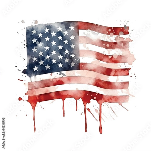 Fototapeta Flag of America vintage usa flag for an independence day at 4th July grunge USA flag background