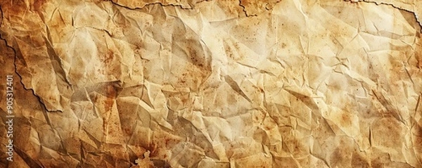 Obraz Old wrinkled paper texture with a brown and beige color scheme, ideal for backgrounds, scrapbooking, and vintage-themed designs.