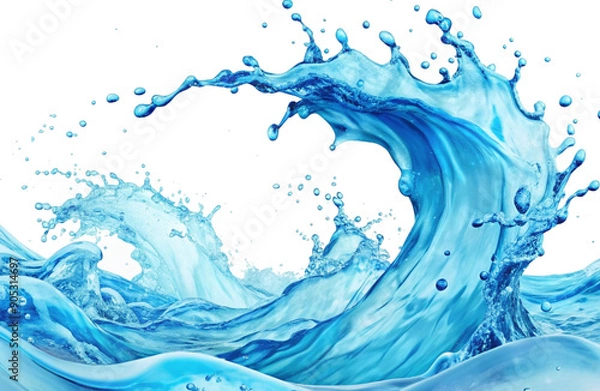 Obraz Blue water splash isolated on white background