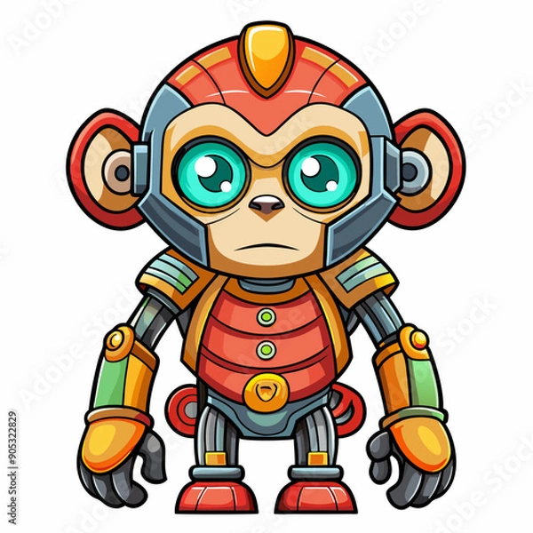 Obraz Cute animal robot with white background, full body