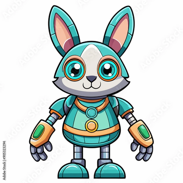 Obraz Cute animal robot with white background, full body