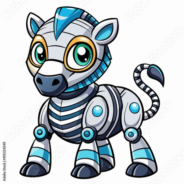 Obraz Cute animal robot with white background, full body