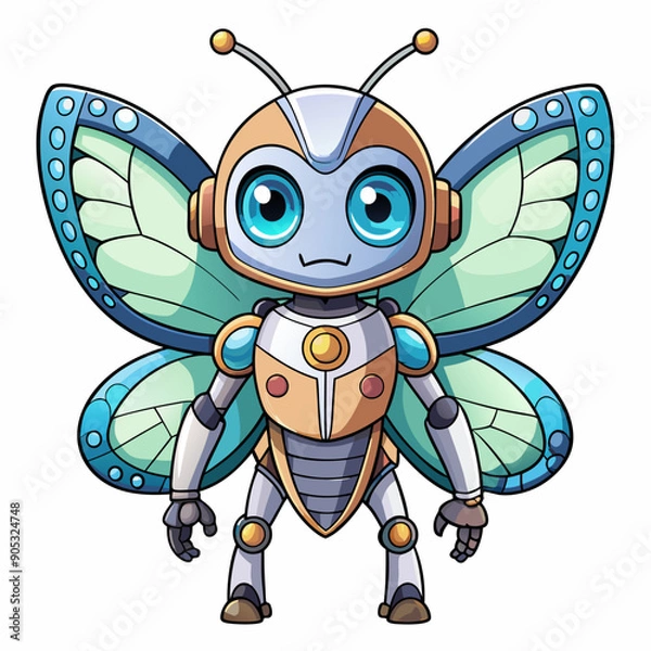 Obraz Cute animal robot with white background, full body