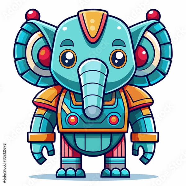 Obraz Cute animal robot with white background, full body