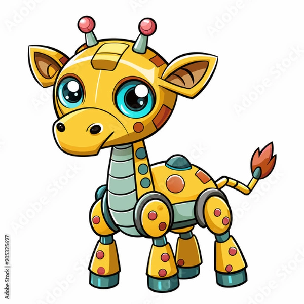 Obraz Cute animal robot with white background, full body