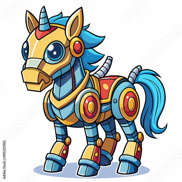 Obraz Cute animal robot with white background, full body