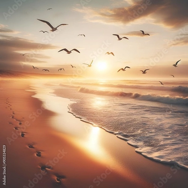 Fototapeta 
twilight on a deserted beach 3