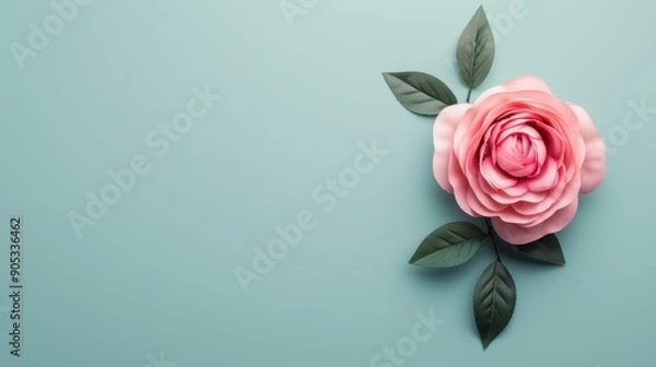 Obraz A minimalist design featuring a delicate pink rose border, with a clean and simple layout that offers plenty of space for text or graphics. Ideal for projects that require a soft and romantic touch.