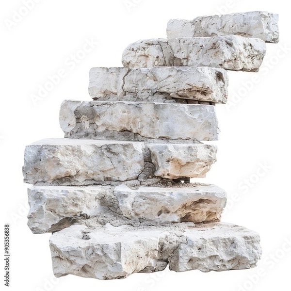 Fototapeta Medium shot of The marble stairs, isolated on a white background, bright and vivid tonality 
