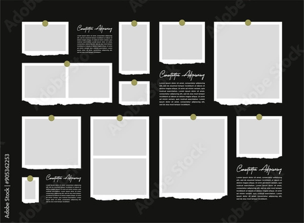 Fototapeta Pictures or photos frame collage. comics page grid layout abstract photo frames and digital photo wall template