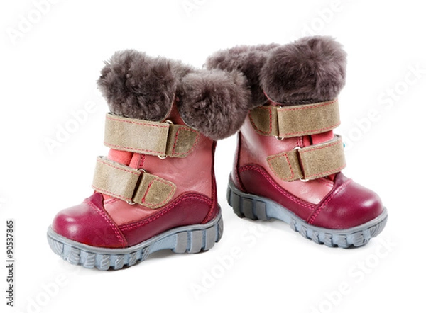 Obraz Children's winter boots isolated on white background