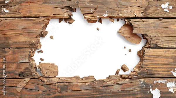 Obraz Hole in wood panel