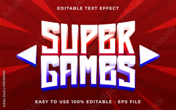 Fototapeta 3d Super Games gradient sparkle text style effect template editable text effect