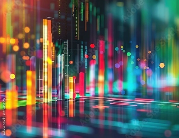 Obraz A colorful bar graph with various bars representing different data points
