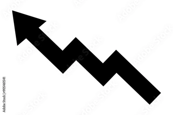 Obraz Upward direction arrow vector graphic icon showing business growth bar graph. arrow with vector graphic symbol. Upward arrow fintech logo isolated on white background. png